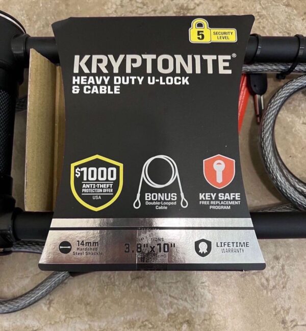 Kryptonite Level 5 14 mm U-Lock Bicycle Lock with Looped Bike Security Cable - Image 6