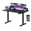 GTRACING Electric Adjustable Height Standing Gaming Desk with RGB Light and Mouse Pad, Black