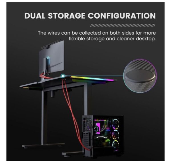 GTRACING Electric Adjustable Height Standing Gaming Desk with RGB Light and Mouse Pad, Black - Image 4