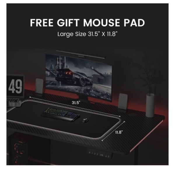 GTRACING Electric Adjustable Height Standing Gaming Desk with RGB Light and Mouse Pad, Black - Image 6