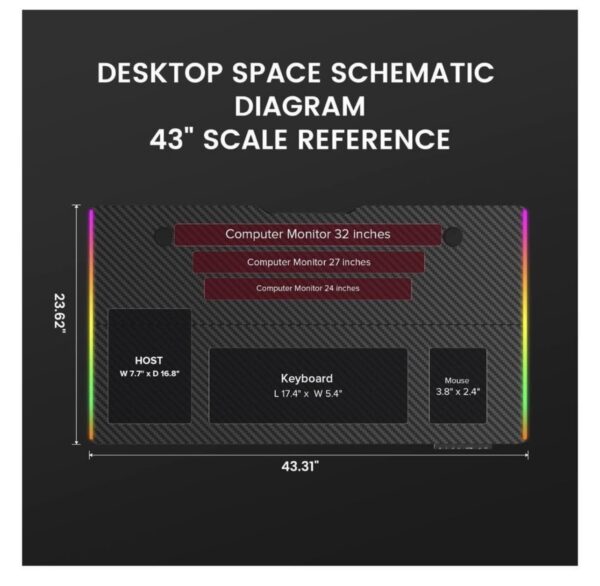 GTRACING Electric Adjustable Height Standing Gaming Desk with RGB Light and Mouse Pad, Black - Image 8