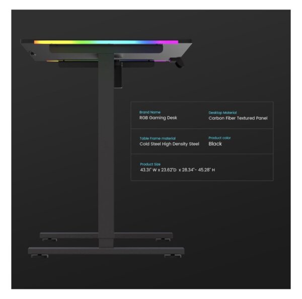 GTRACING Electric Adjustable Height Standing Gaming Desk with RGB Light and Mouse Pad, Black - Image 11