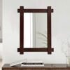 CrossROBBIN Solid Wood Framed Wall Mirror, Rustic Bathroom Vanity Mirror for Farmhouse Decor