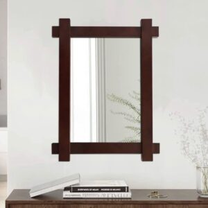 CrossROBBIN Solid Wood Framed Wall Mirror, Rustic Bathroom Vanity Mirror for Farmhouse Decor