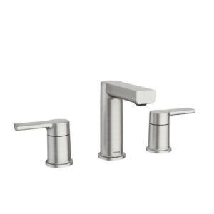 Moen Rinza Spot Resist Brushed Nickel 2-handle Widespread WaterSense High-arc Bathroom Sink Faucet