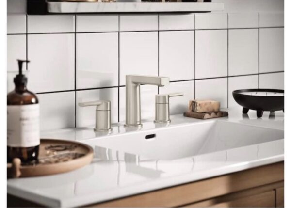 Moen Rinza Spot Resist Brushed Nickel 2-handle Widespread WaterSense High-arc Bathroom Sink Faucet - Image 2