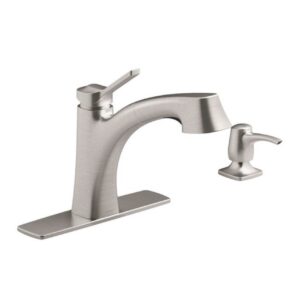 KOHLER Maxton Vibrant Stainless Single Handle Pull-out Kitchen Faucet with Sprayer Function