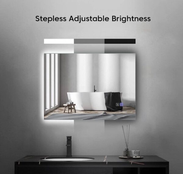 prifayer 32 x 24 Backlit LED Bathroom Mirror with Lights Brightness Dimmable by Touch Sensor - Image 4