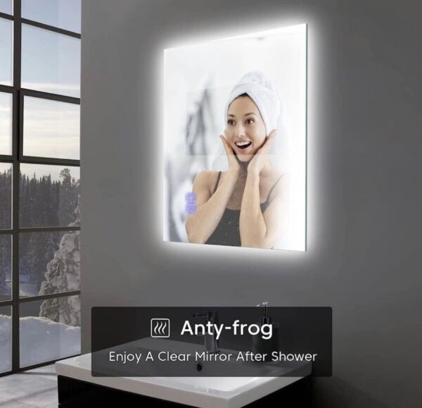 prifayer 32 x 24 Backlit LED Bathroom Mirror with Lights Brightness Dimmable by Touch Sensor - Image 5
