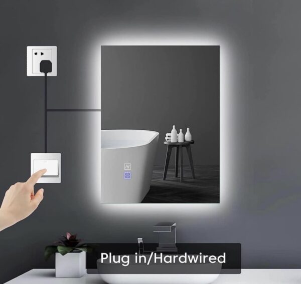 prifayer 32 x 24 Backlit LED Bathroom Mirror with Lights Brightness Dimmable by Touch Sensor - Image 7