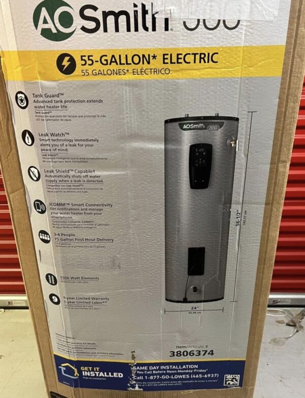 A.O. Smith Signature 300 55-Gallon Tall 5500-Watt Double Element Smart Electric water heater - Image 10