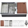 EcoChannels Undermount Kitchen Sink, 33 x 19 Inch Sink Kitchen 16 Gauge Stainless Steel Kitchen Sink