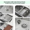 EcoChannels Undermount Kitchen Sink, 33 x 19 Inch Sink Kitchen 16 Gauge Stainless Steel Kitchen Sink - Image 5