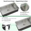 EcoChannels Undermount Kitchen Sink, 33 x 19 Inch Sink Kitchen 16 Gauge Stainless Steel Kitchen Sink - Image 6