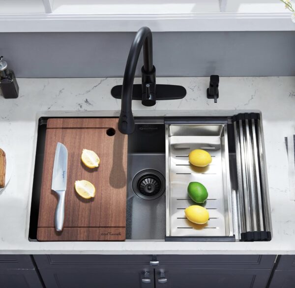 EcoChannels Undermount Kitchen Sink, 30 x 19 x 10 Inch Sink Kitchen 16 Gauge Stainless Steel Kitchen - Image 4