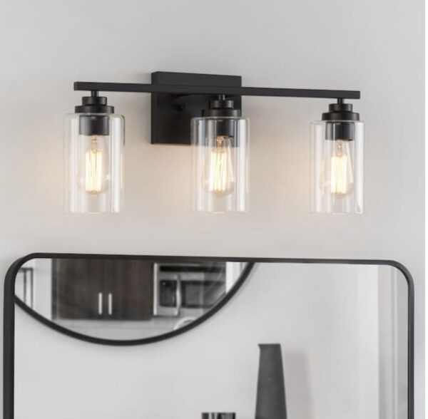 KAWOTI 22-in 3-Light Black Modern/Contemporary Vanity Light - Image 2