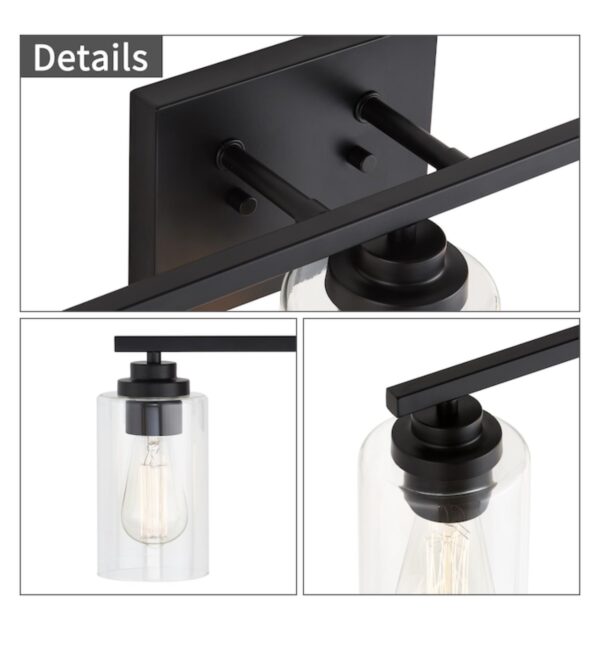 KAWOTI 22-in 3-Light Black Modern/Contemporary Vanity Light - Image 3
