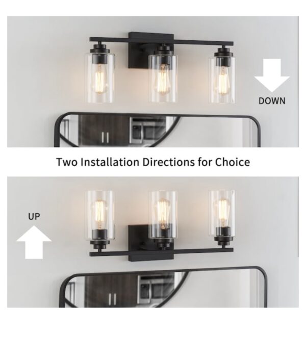KAWOTI 22-in 3-Light Black Modern/Contemporary Vanity Light - Image 5