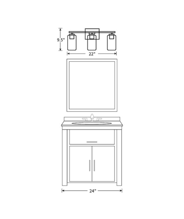 KAWOTI 22-in 3-Light Black Modern/Contemporary Vanity Light - Image 10