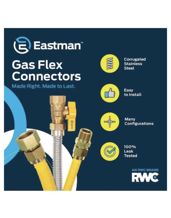 EASTMAN 60-in 1/2-in Mip Inlet x 1/2-in Mip Outlet Stainless Steel Gas Connector - Image 10