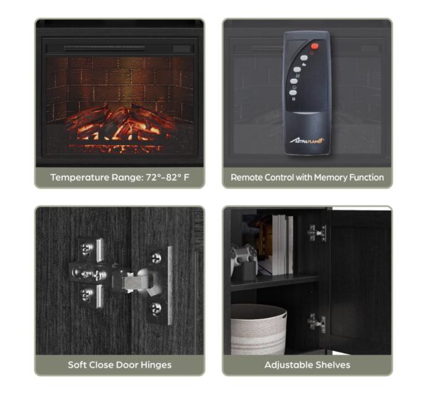 Ameriwood Home Ashton Lane Electric Fireplace TV Stand for TVs up to 65", Black Oak - Image 5
