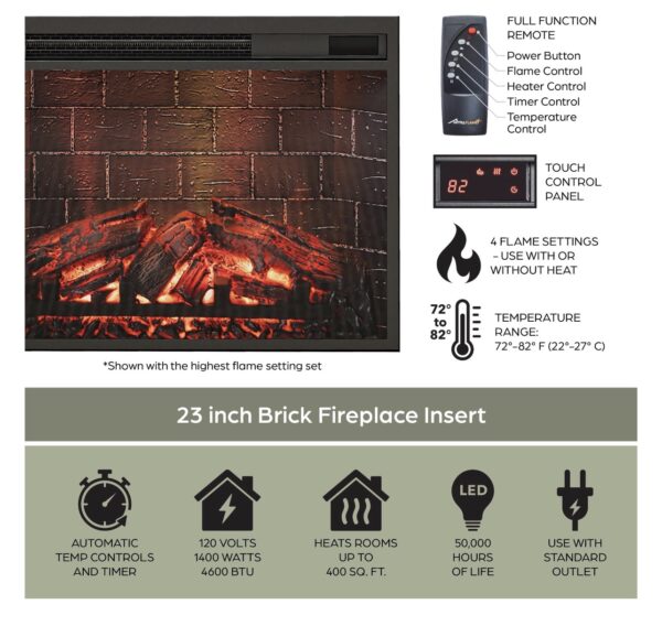 Ameriwood Home Ashton Lane Electric Fireplace TV Stand for TVs up to 65", Black Oak - Image 6