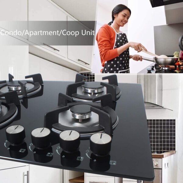 HBHOB HBG4601 24 Inches Gas Stove 4 Burners Glass Surface - Image 5