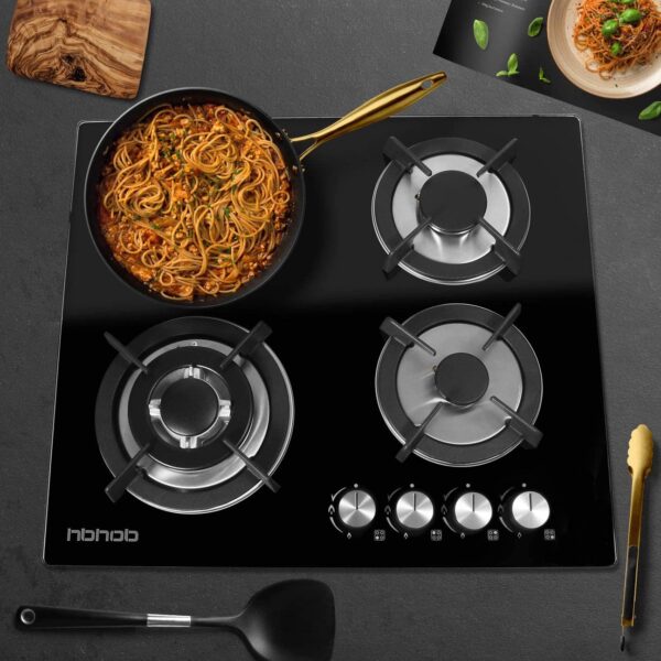 HBHOB HBG4601 24 Inches Gas Stove 4 Burners Glass Surface - Image 6