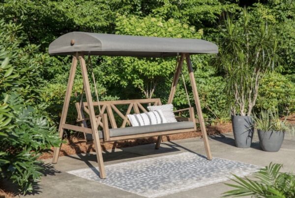 Style Selections 3-person Brown Steel Outdoor Swing - Image 2