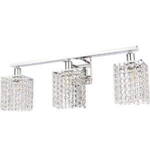 BONLICHT Wall Sconce with Crystal Drops,3 Light Modern Bathroom Vanity Light Over Mirror chrome