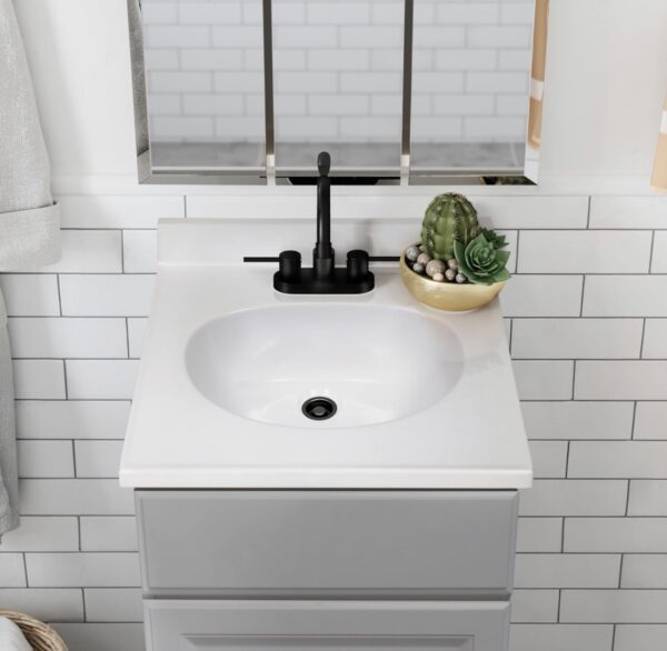 Design House 19-in Solid White Cultured Marble Integral Single Sink Bathroom Vanity Top - Image 5