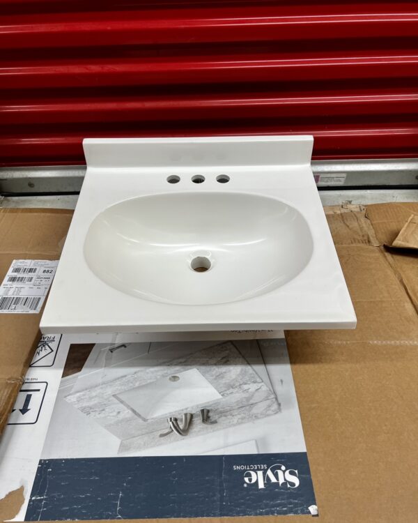 Design House 19-in Solid White Cultured Marble Integral Single Sink Bathroom Vanity Top - Image 6