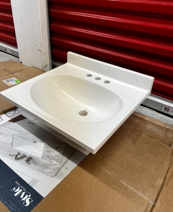 Design House 19-in Solid White Cultured Marble Integral Single Sink Bathroom Vanity Top - Image 8