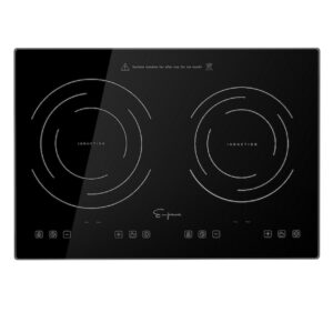 Empava IDC12B2 Horizontal Electric Stove Induction Cooktop with 2 Burners in Black Vitro Ceramic