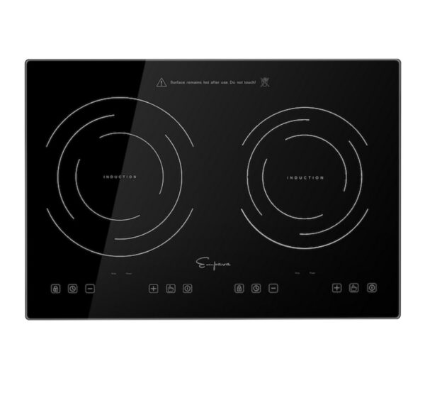 Empava IDC12B2 Horizontal Electric Stove Induction Cooktop with 2 Burners in Black Vitro Ceramic