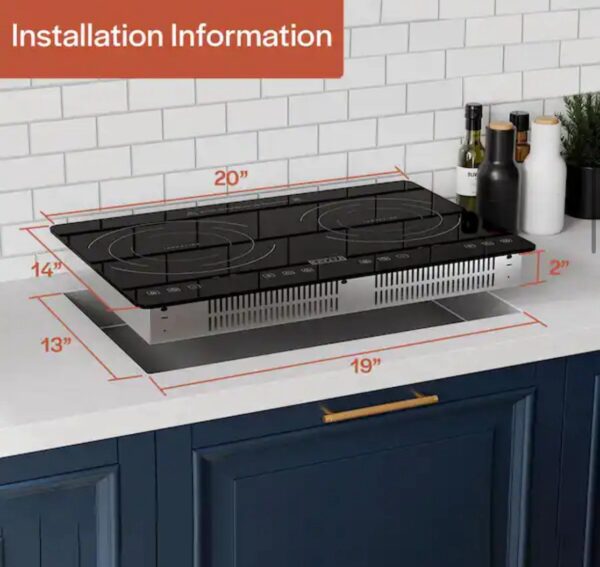 Empava IDC12B2 Horizontal Electric Stove Induction Cooktop with 2 Burners in Black Vitro Ceramic - Image 8
