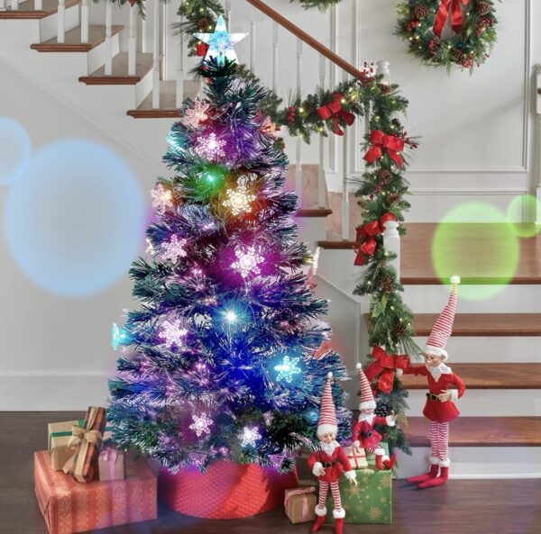 Juegoal 4 ft Pre-Lit Artificial Christmas Tree, Lighted Optical Fiber Xmas Trees with RGB Color - Image 5