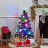 Juegoal 4 ft Pre-Lit Artificial Christmas Tree, Lighted Optical Fiber Xmas Trees with RGB Color - Image 3