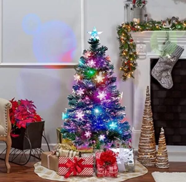 Juegoal 4 ft Pre-Lit Artificial Christmas Tree, Lighted Optical Fiber Xmas Trees with RGB Color - Image 3