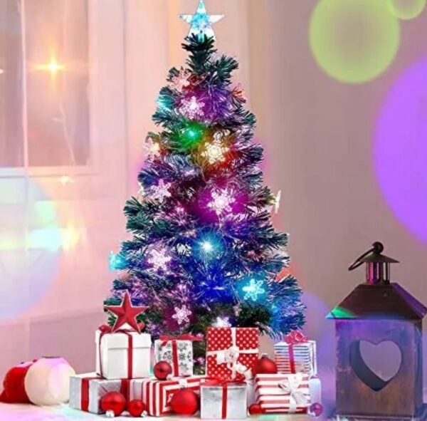 Juegoal 4 ft Pre-Lit Artificial Christmas Tree, Lighted Optical Fiber Xmas Trees with RGB Color - Image 4