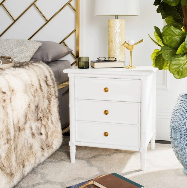 Safavieh Mina 25 in. 3 - Drawer Modern Coastal Bamboo Nightstand - Image 4