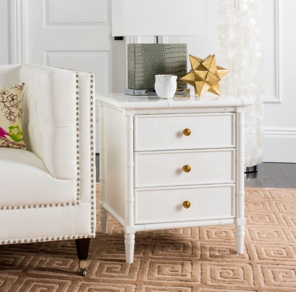 Safavieh Mina 25 in. 3 - Drawer Modern Coastal Bamboo Nightstand - Image 3