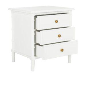 Safavieh Mina 25 in. 3 - Drawer Modern Coastal Bamboo Nightstand