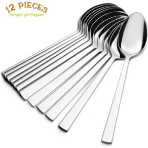 Dinner Spoons Set of 12, E-far 7.9 Inch Stainless Steel Soup Spoons Tablespoons for Home, Kitchen