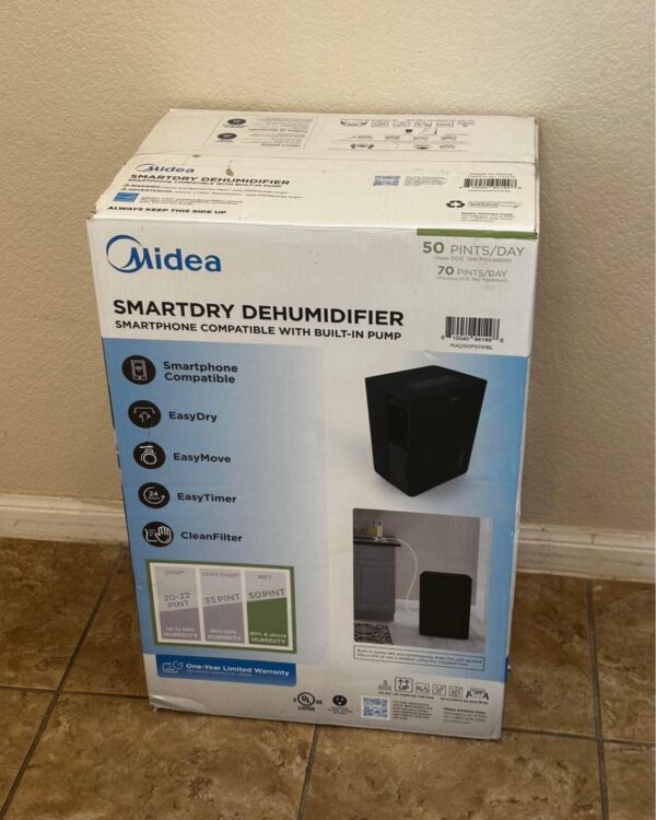 Midea 50-Pint Smart Dehumidifier with Pump - Wet Rooms, Energy Star, For Areas up to 4,500 Sq. ft., - Image 10