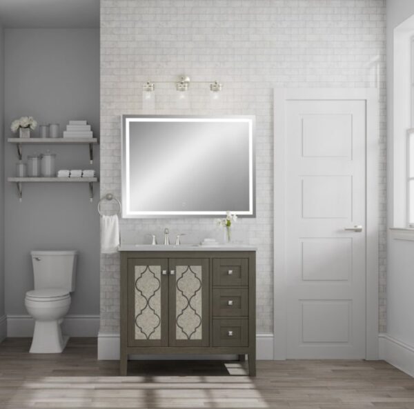 allen + roth Everdene 36-in Gray Undermount Single Sink Bathroom Vanity with Carrera White Engineere - Image 3