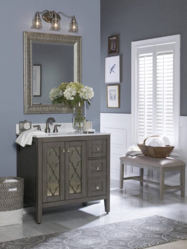 allen + roth Everdene 36-in Gray Undermount Single Sink Bathroom Vanity with Carrera White Engineere - Image 4