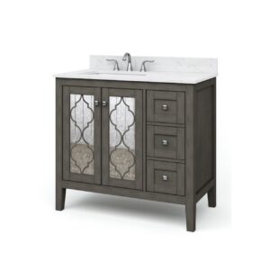 allen + roth Everdene 36-in Gray Undermount Single Sink Bathroom Vanity with Carrera White Engineere