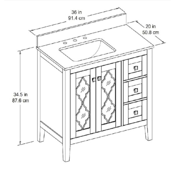 allen + roth Everdene 36-in Gray Undermount Single Sink Bathroom Vanity with Carrera White Engineere - Image 12