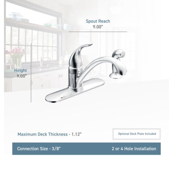 Moen Torrance Chrome Single Handle Low-arc Kitchen Faucet with Sprayer included - Image 3